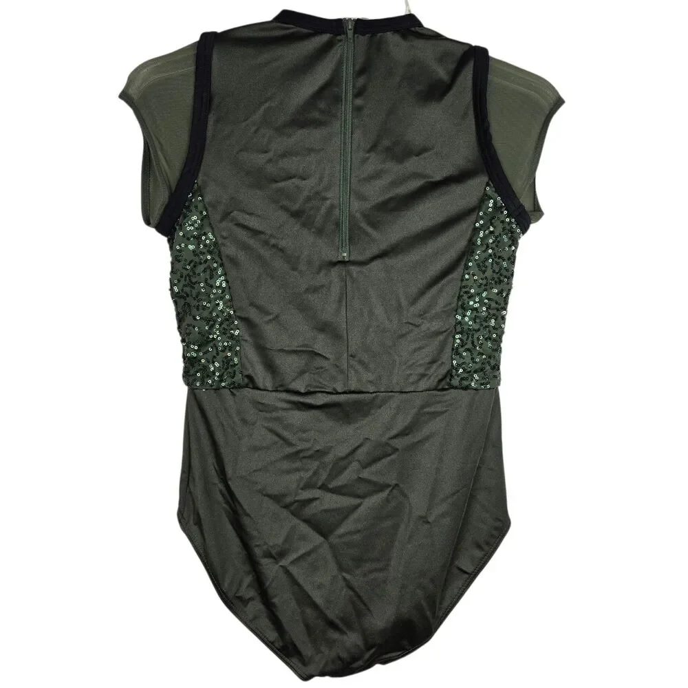 Weissman Get Up 12400 Sz XLC XL Child Green Dance Leotard Green Sequins